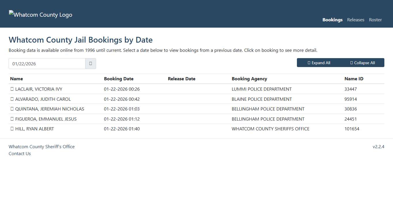 Whatcom County Sheriff's Office | Jail Bookings