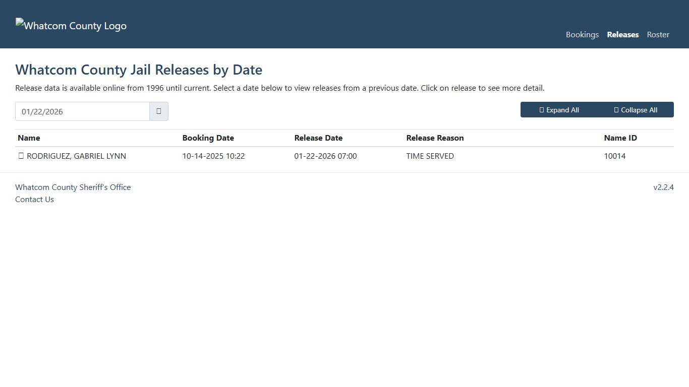 Whatcom County Sheriff's Office | Jail Releases